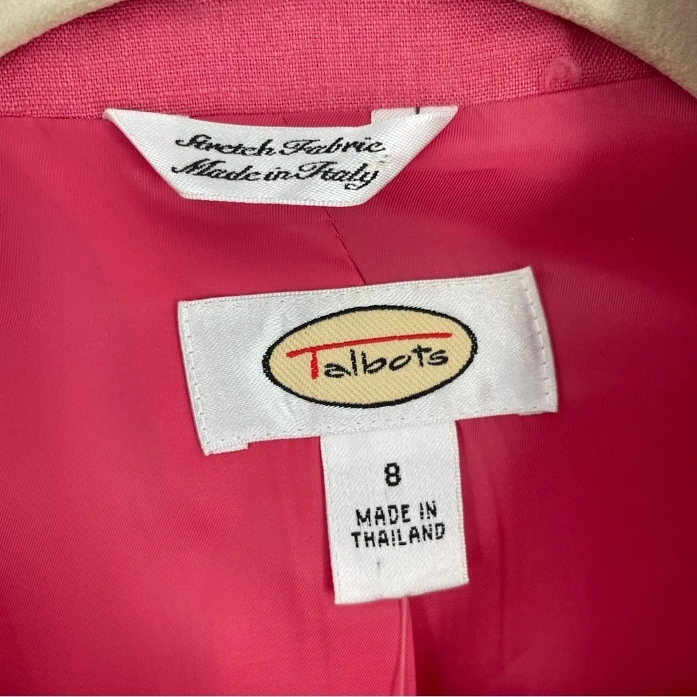 Talbots Vintage Coral Linen Stretch Blend Fully Lined Hidden Button Blazer Work